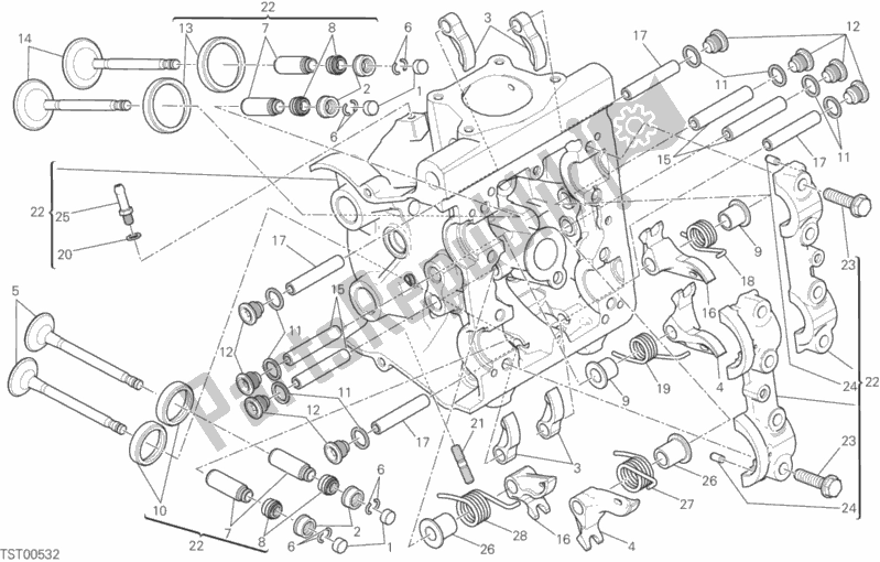 Todas as partes de Cabeça Horizontal do Ducati Monster 821 Stripes 2016